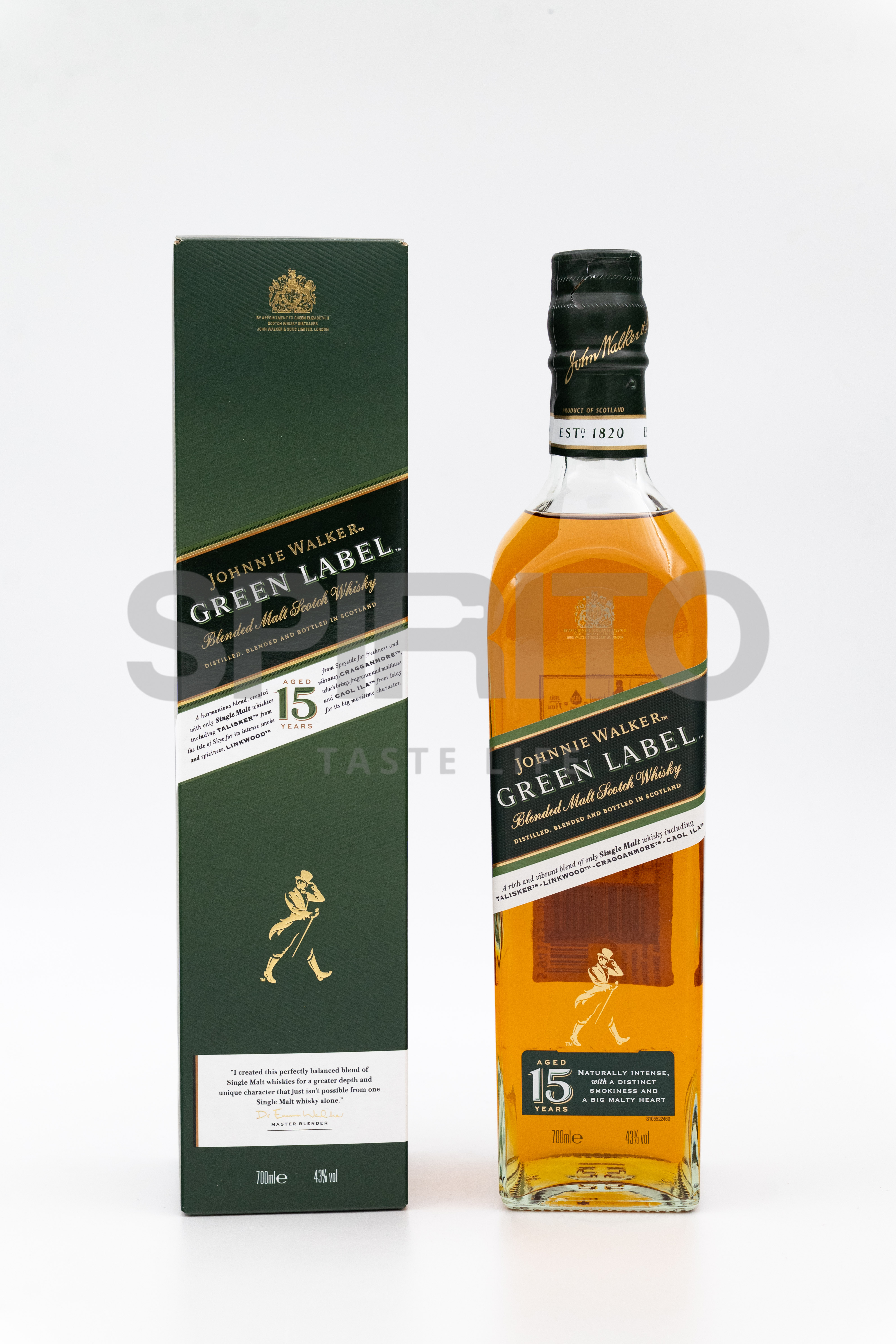 JOHNNIE WALKER GREEN LABEL 43% ALC 700 ML
